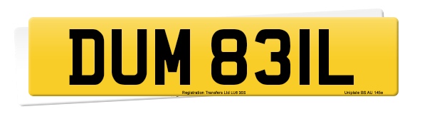 Registration number DUM 831L
